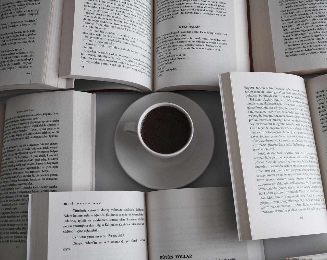 gallery-5 Relaxing setup with open books and a coffee cup, perfect for a serene reading session.
